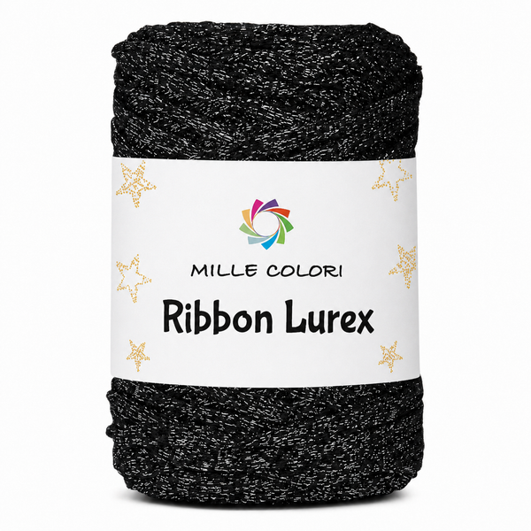Ribbon Lurex 250g cordino piatto per borse -Nero Argento