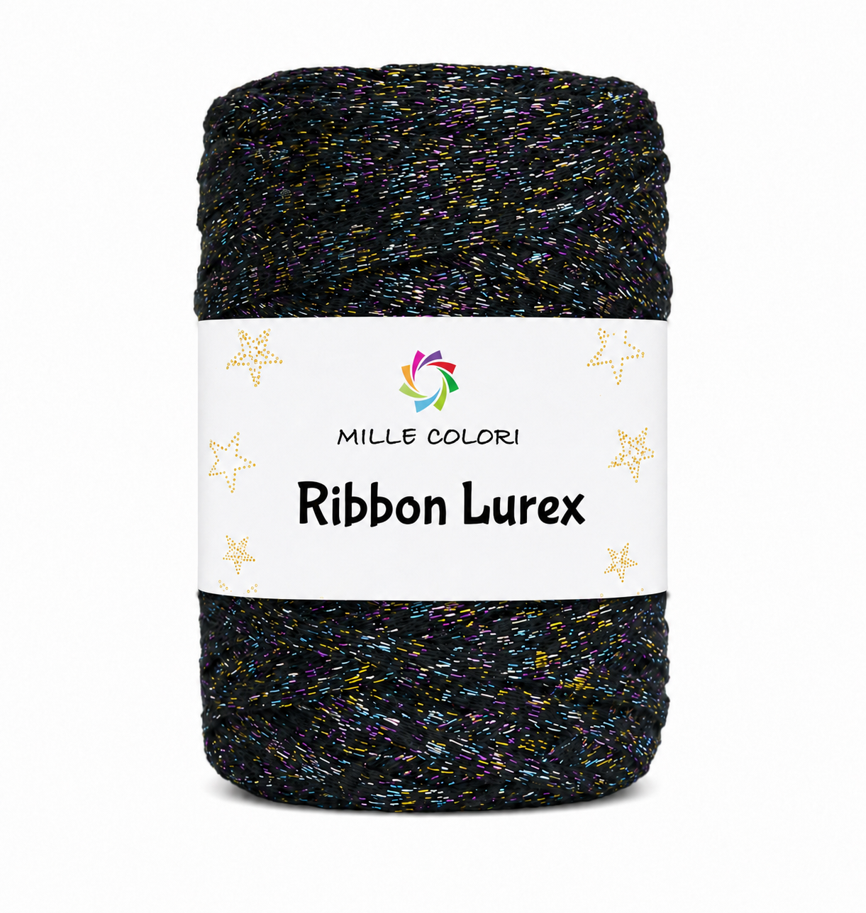 Ribbon Lurex 250g cordino piatto per borse -Nero Multicolore