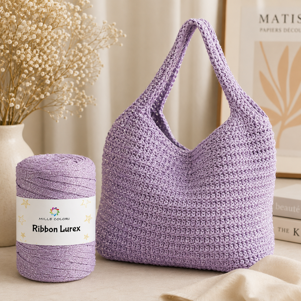 Ribbon Lurex 250g cordino piatto per borse -Viola Argento borsa