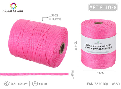 ROSA – Corda Piatta 6 mm 500 g – Tutti i Colori – Immagine 1 di 1