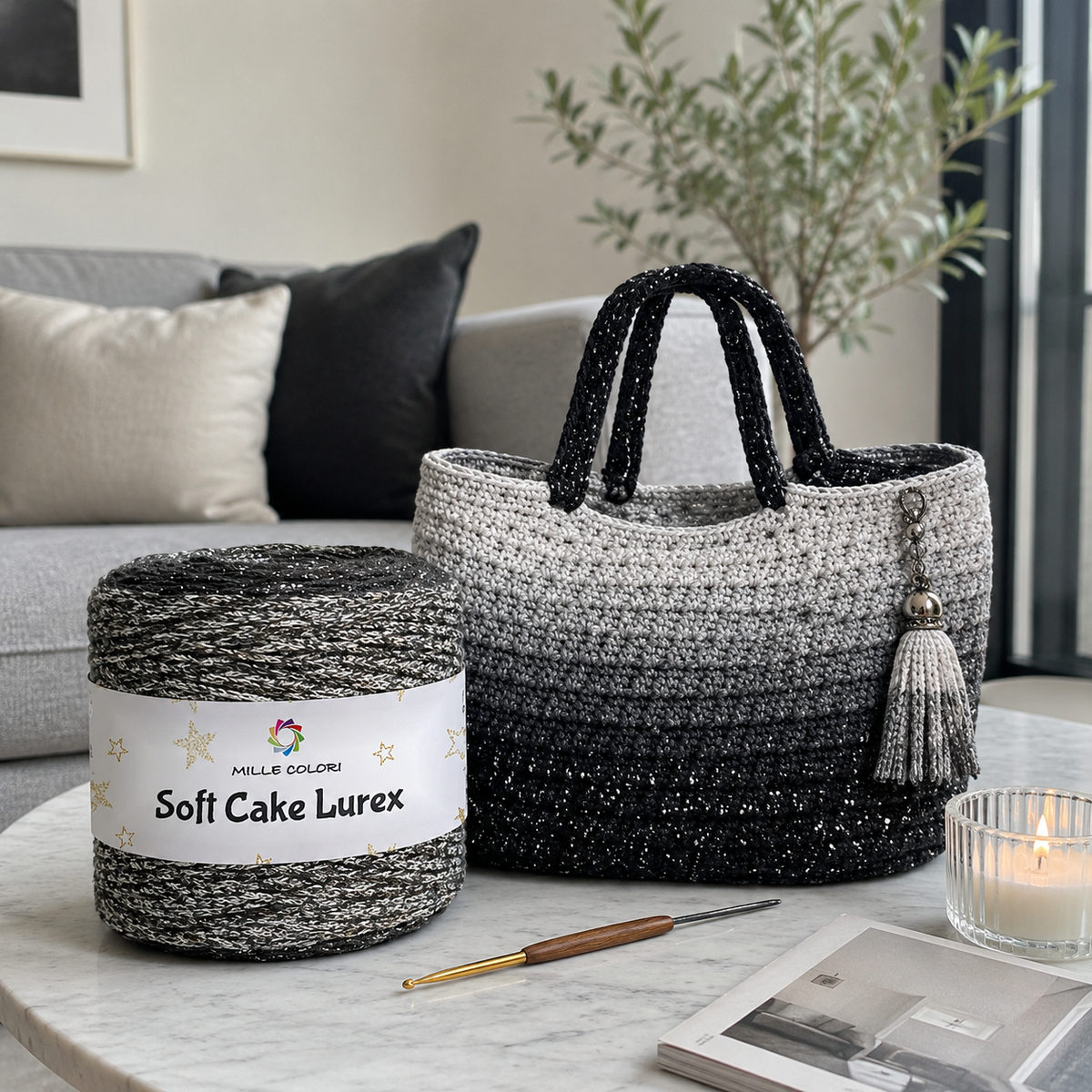 Aurora d’Argento Notturna – Filato Soft Cake Lurex 250 g – Tutte le Tonalità – Immagine 3 di 3