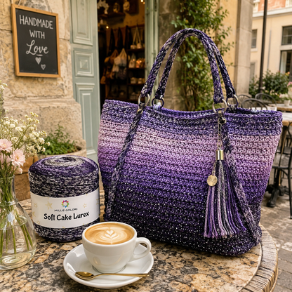 Galassia Viola – Filato Soft Cake Lurex 250 g – Tutte le Tonalità – Immagine 3 di 3
