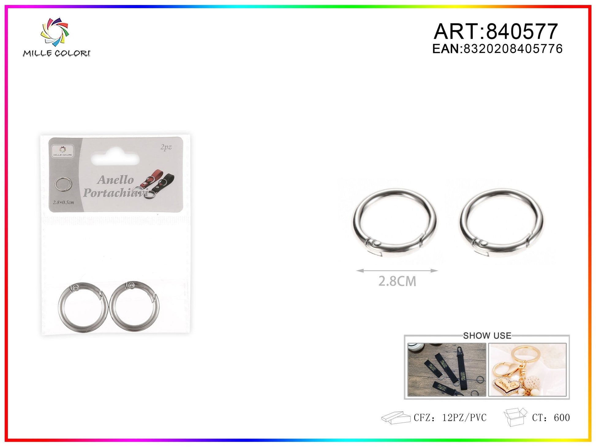 Anelli per borsa 0.5x2.8cm 2pz - WE MAKE DIY - MILLE COLORI