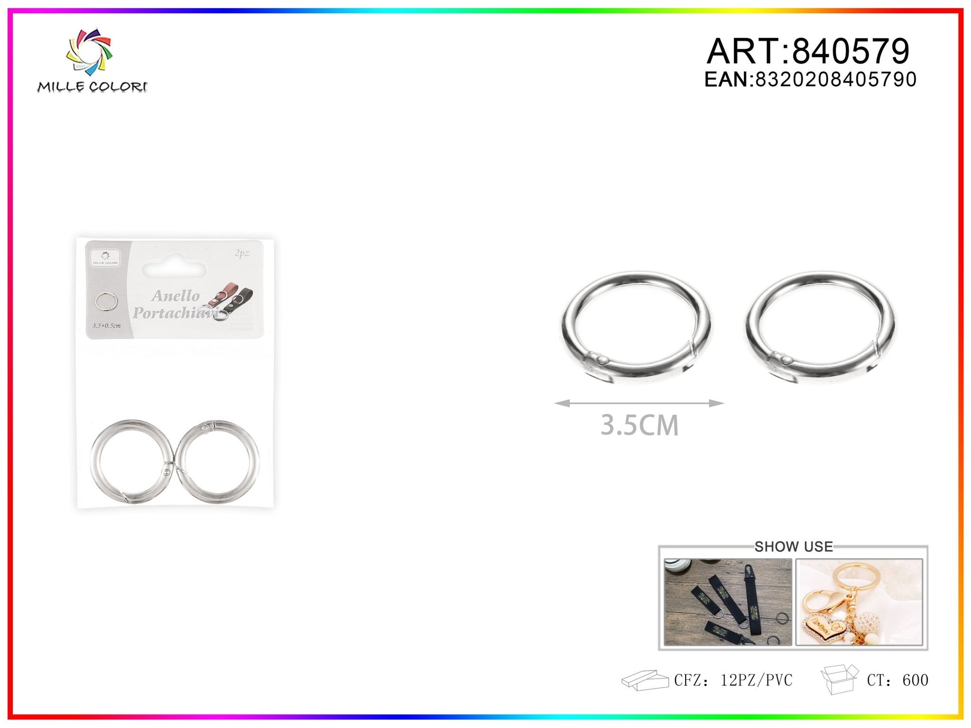Anelli per borsa 0.5x3.5cm 2pz - WE MAKE DIY - MILLE COLORI