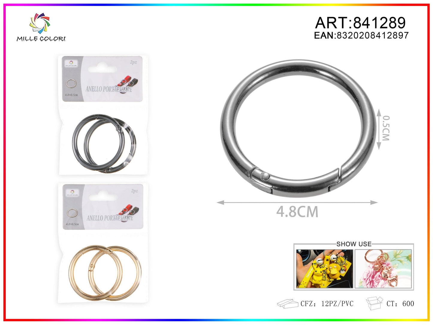 Anelli per borsa 0.5x4.8cm 2pz - WE MAKE DIY - MILLE COLORI
