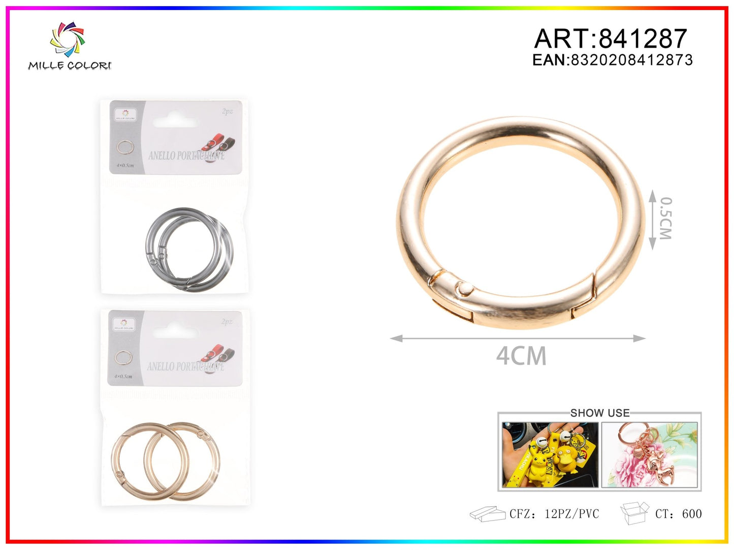 Anelli per borsa 0.5x4cm 2pz Oro- WE MAKE DIY - MILLE COLORI