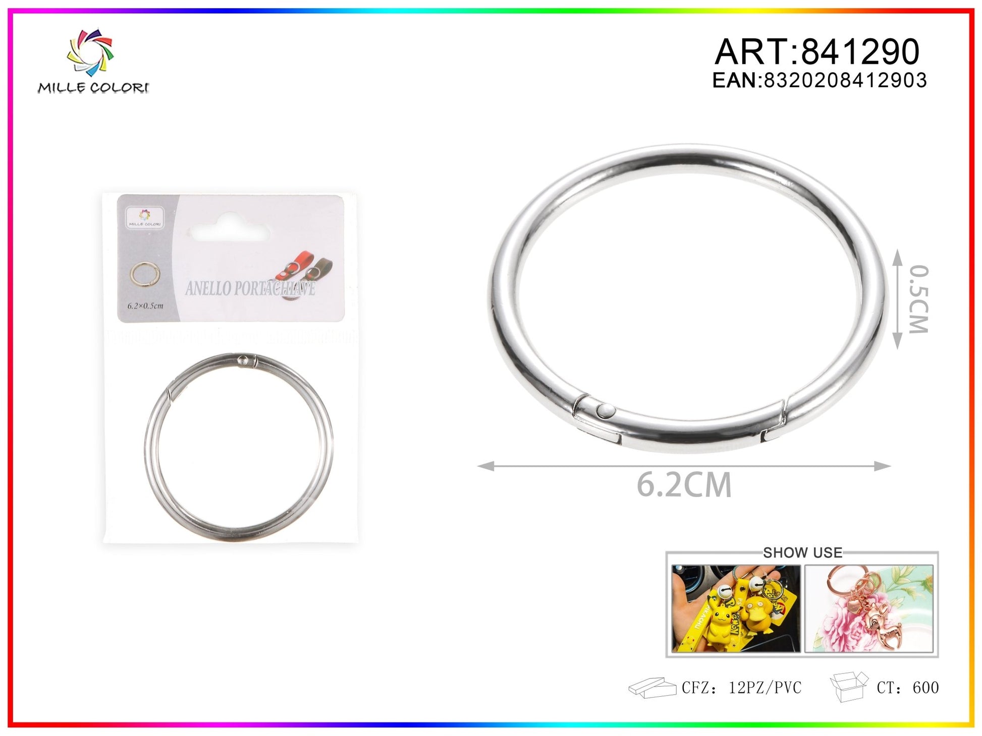 Anelli per borsa argento 0.5x6.2cm - WE MAKE DIY - MILLE COLORI