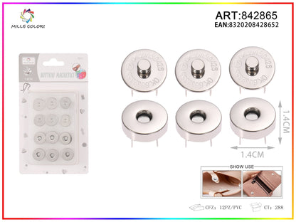 BOTTONI MAGNETICI 1.4CM 6PZ Argento- WE MAKE DIY - MILLE COLORI