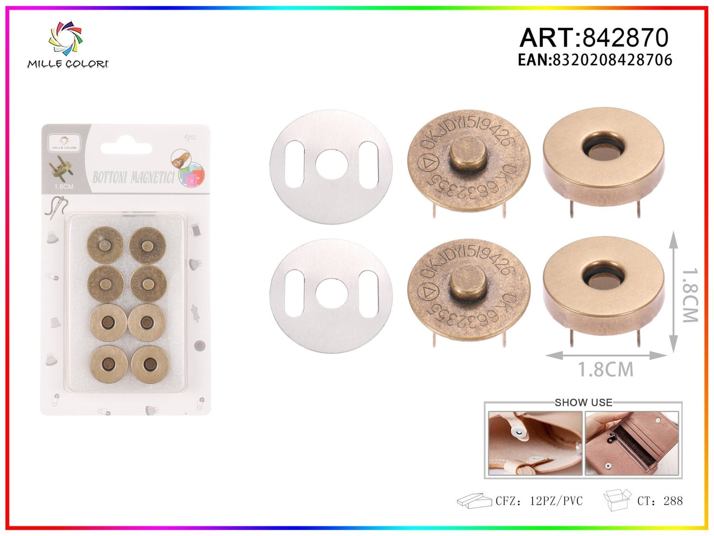 BOTTONI MAGNETICI 1.8CM 4PZ Bronzo Antico- WE MAKE DIY - MILLE COLORI