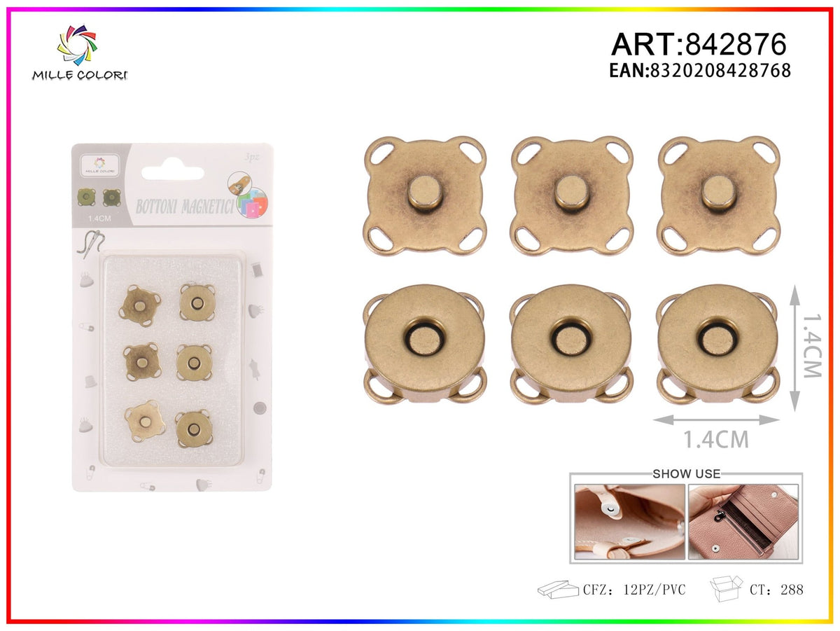 BOTTONI MAGNETICI MARGHERITA 1.4CM 3PZ - WE MAKE DIY - MILLE COLORI