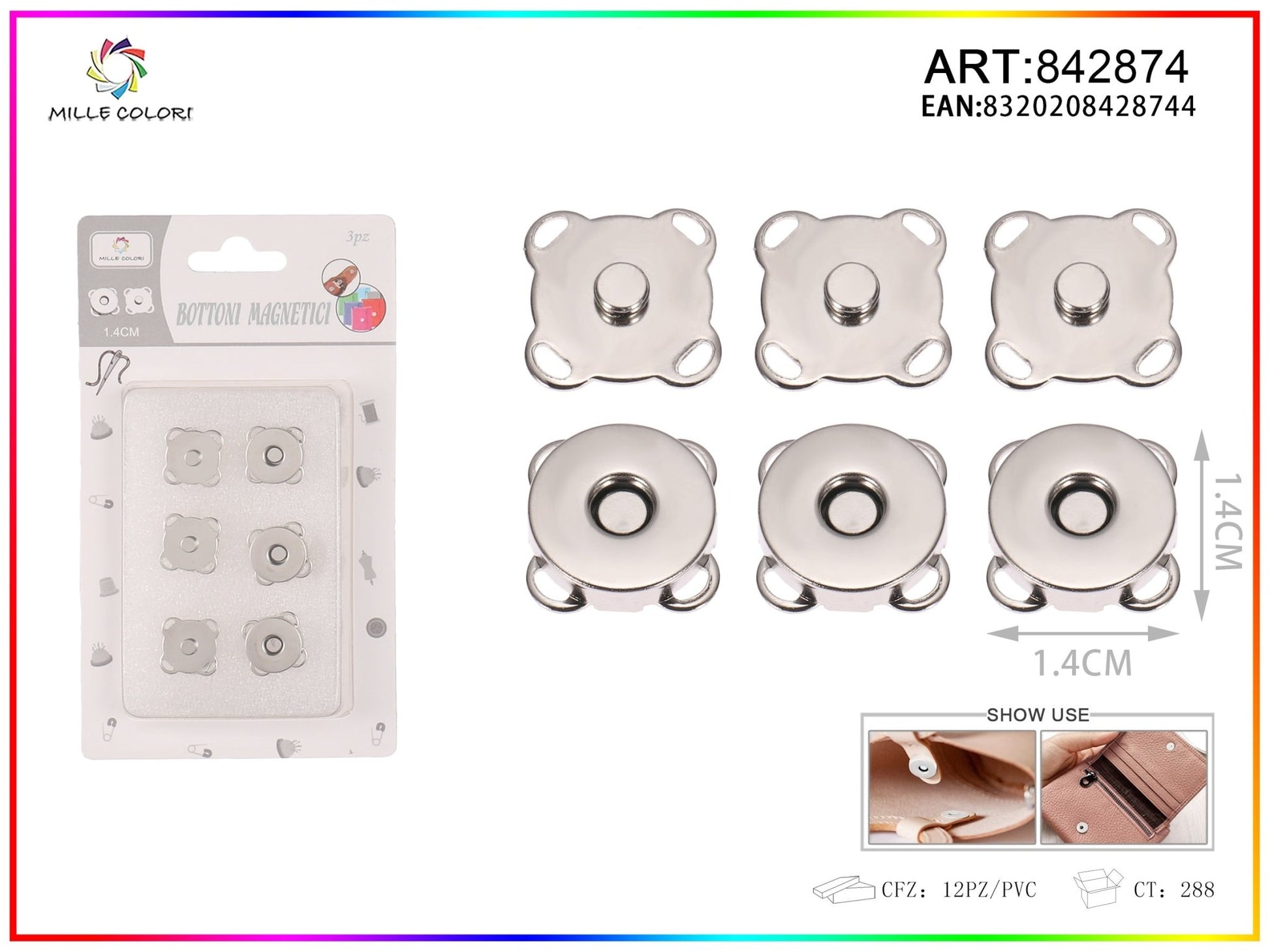 BOTTONI MAGNETICI MARGHERITA 1.4CM 3PZ - WE MAKE DIY - MILLE COLORI