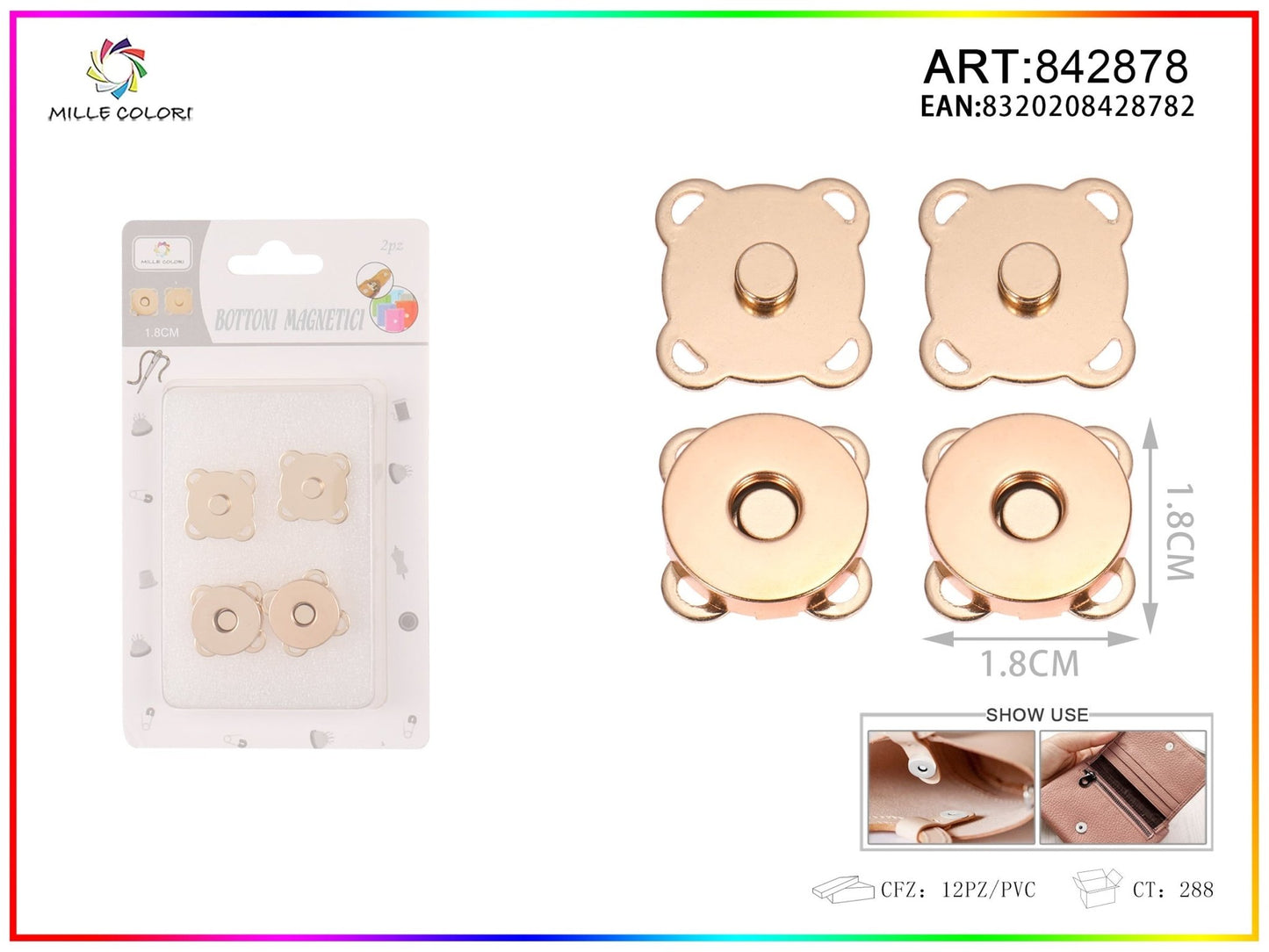 BOTTONI MAGNETICI MARGHERITA 1.8CM 2PZ - WE MAKE DIY - MILLE COLORI