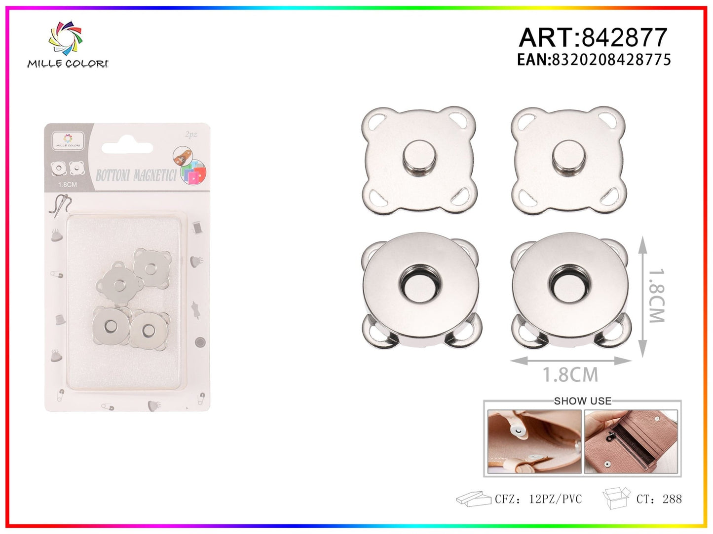 BOTTONI MAGNETICI MARGHERITA 1.8CM 2PZ - WE MAKE DIY - MILLE COLORI