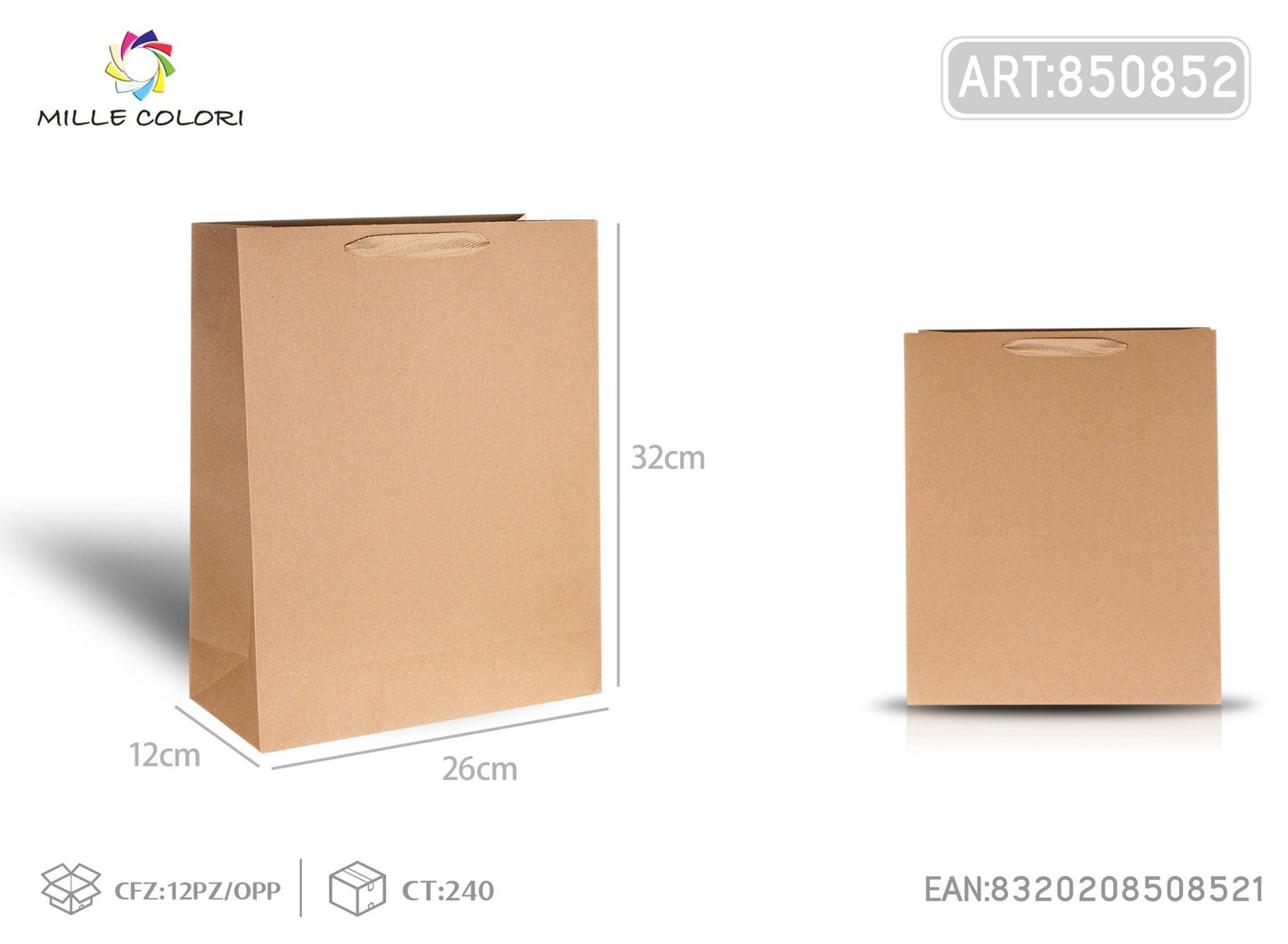 Busta di carta 26x32x12cm avana - WE MAKE DIY - MILLE COLORI