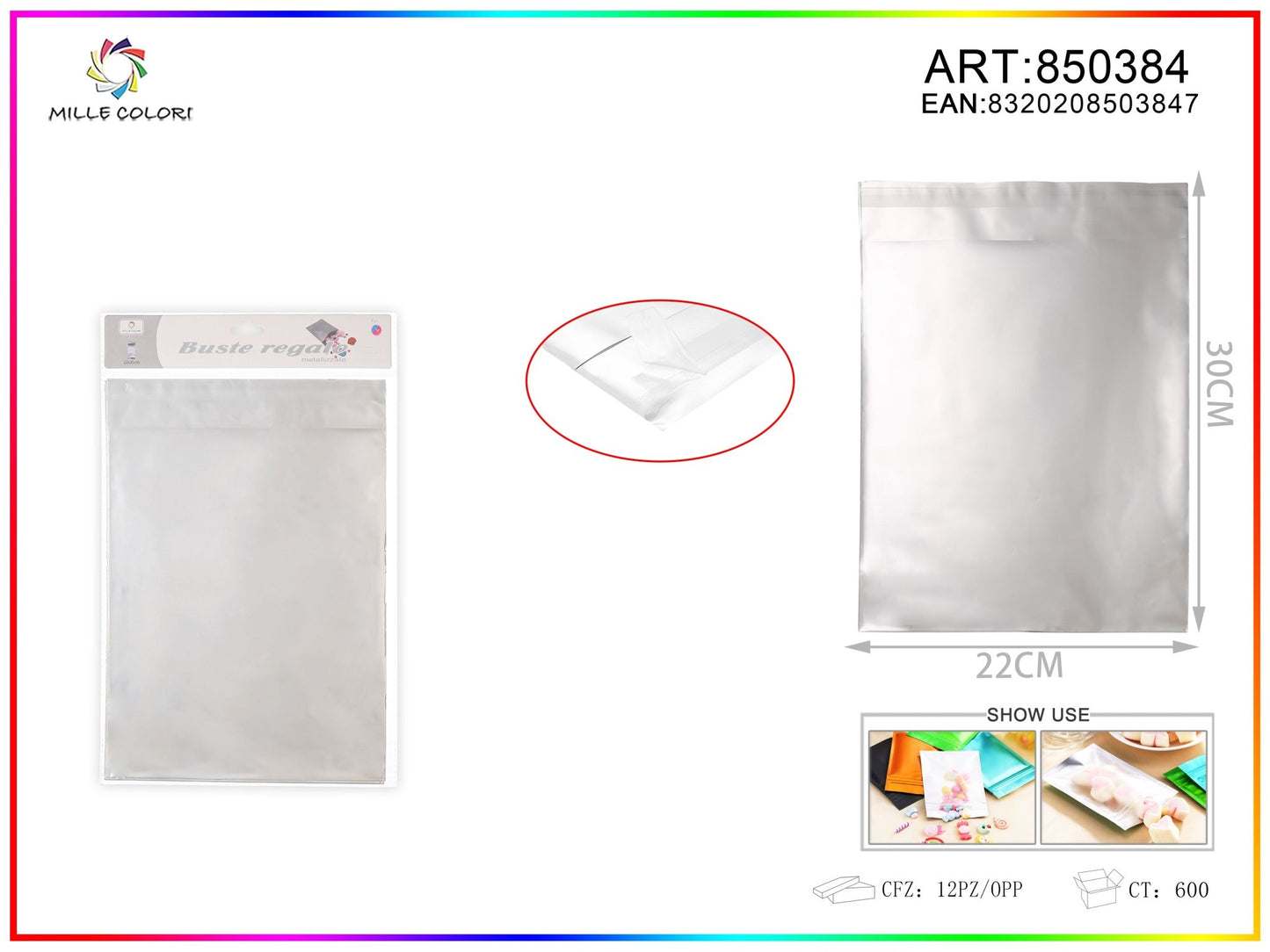 BUSTA REGALO METALLIZZATA LUCIDO ARGENTO - WE MAKE DIY - MILLE COLORI