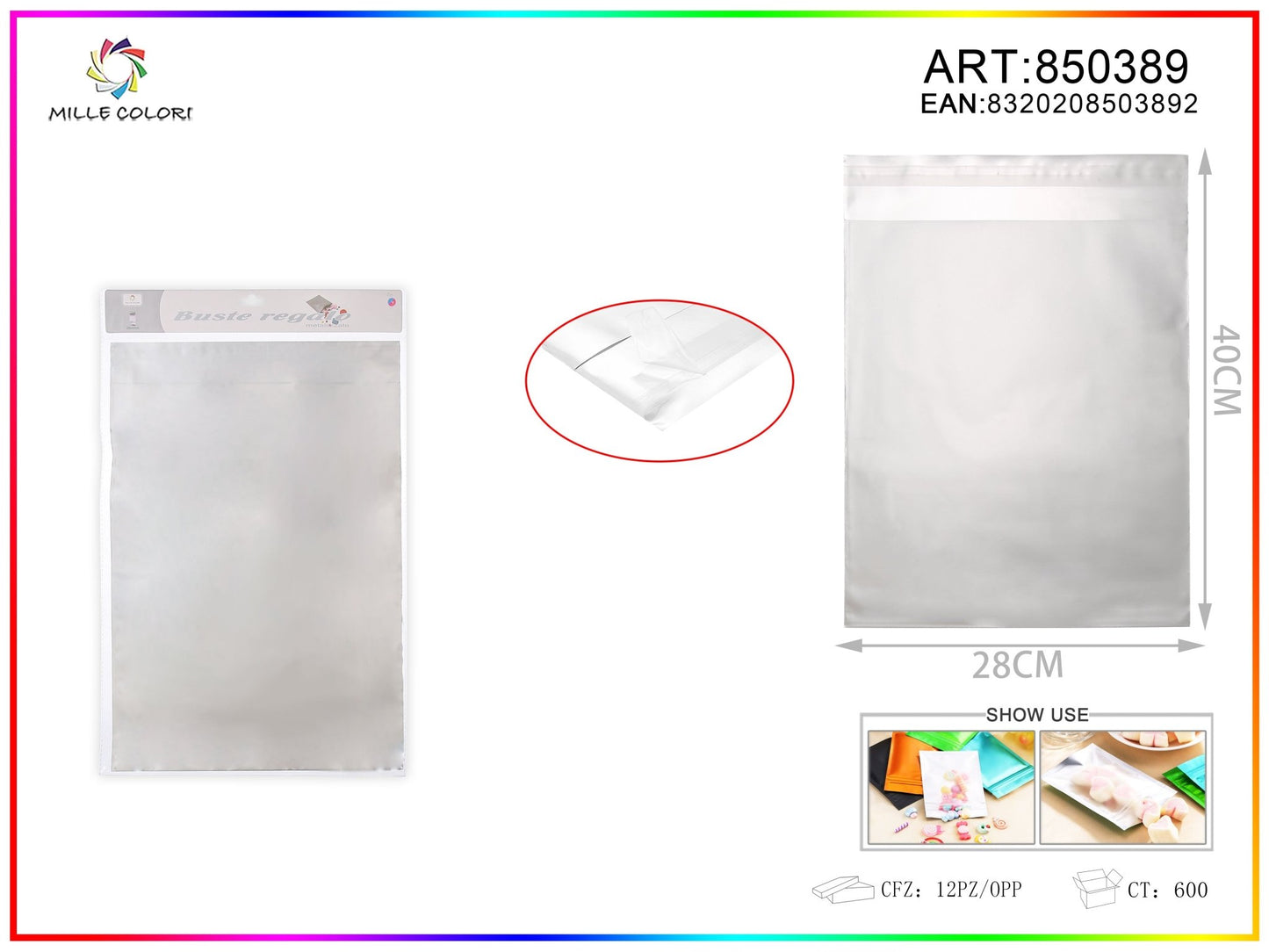BUSTA REGALO METALLIZZATA LUCIDO ARGENTO - WE MAKE DIY - MILLE COLORI