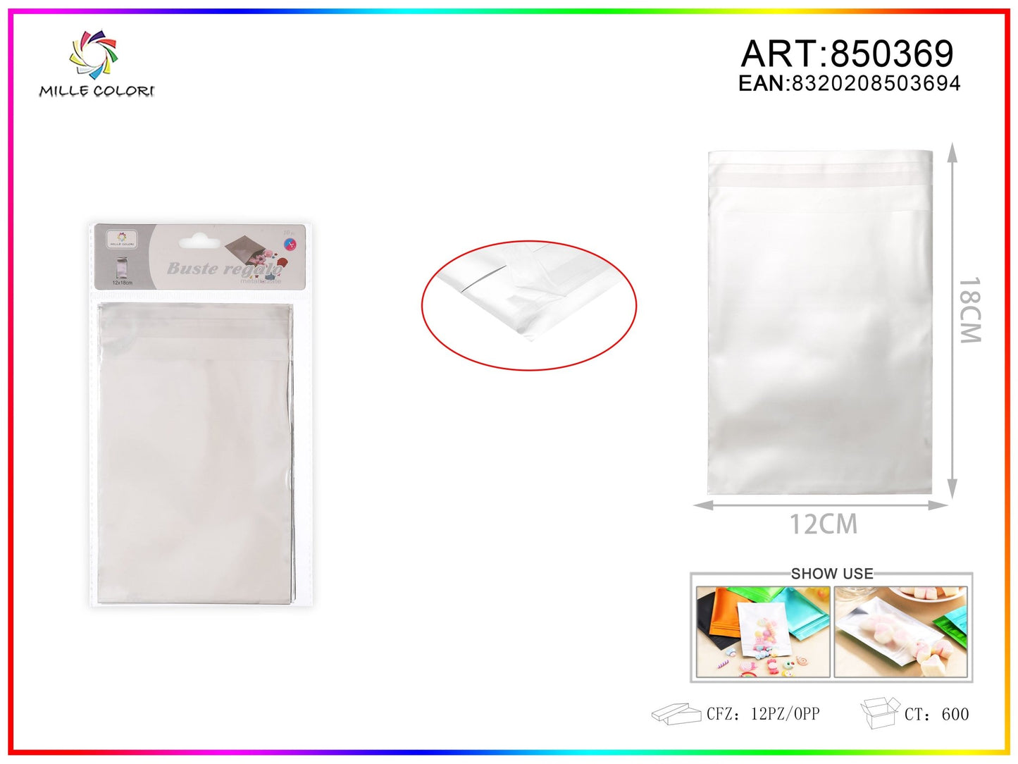 BUSTA REGALO METALLIZZATA LUCIDO ARGENTO - WE MAKE DIY - MILLE COLORI