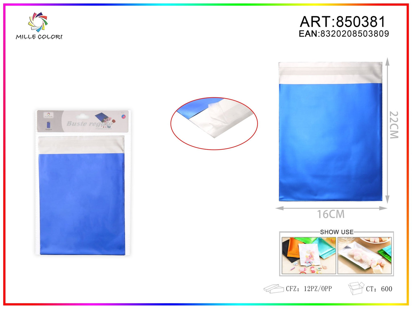 BUSTA REGALO METALLIZZATA LUCIDO BLU - WE MAKE DIY - MILLE COLORI