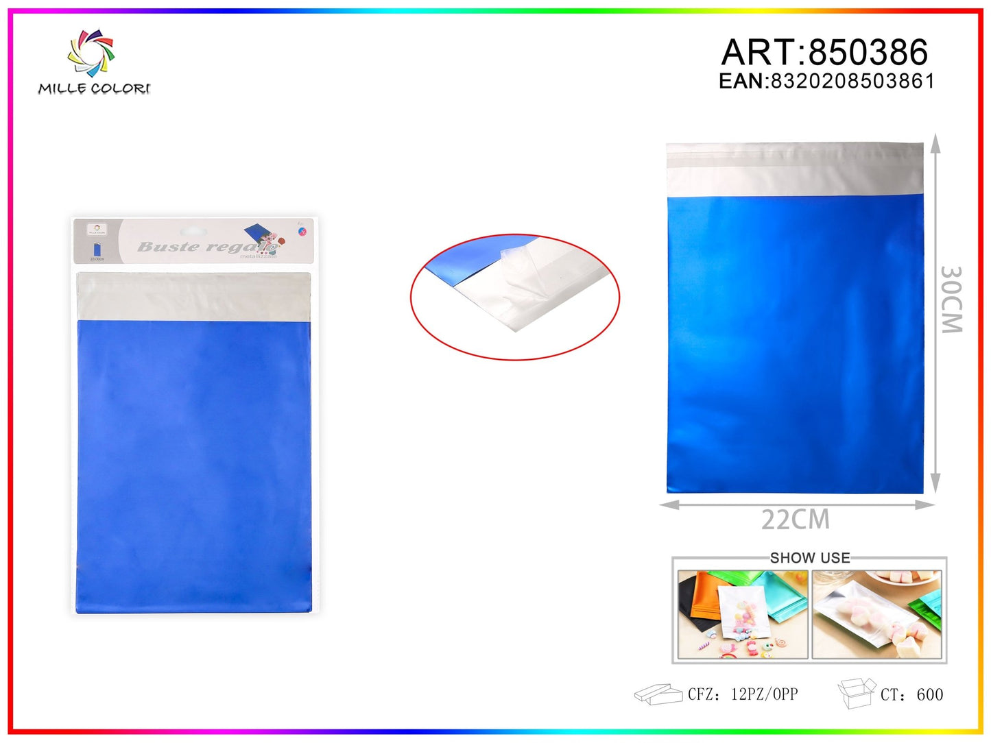 BUSTA REGALO METALLIZZATA LUCIDO BLU - WE MAKE DIY - MILLE COLORI