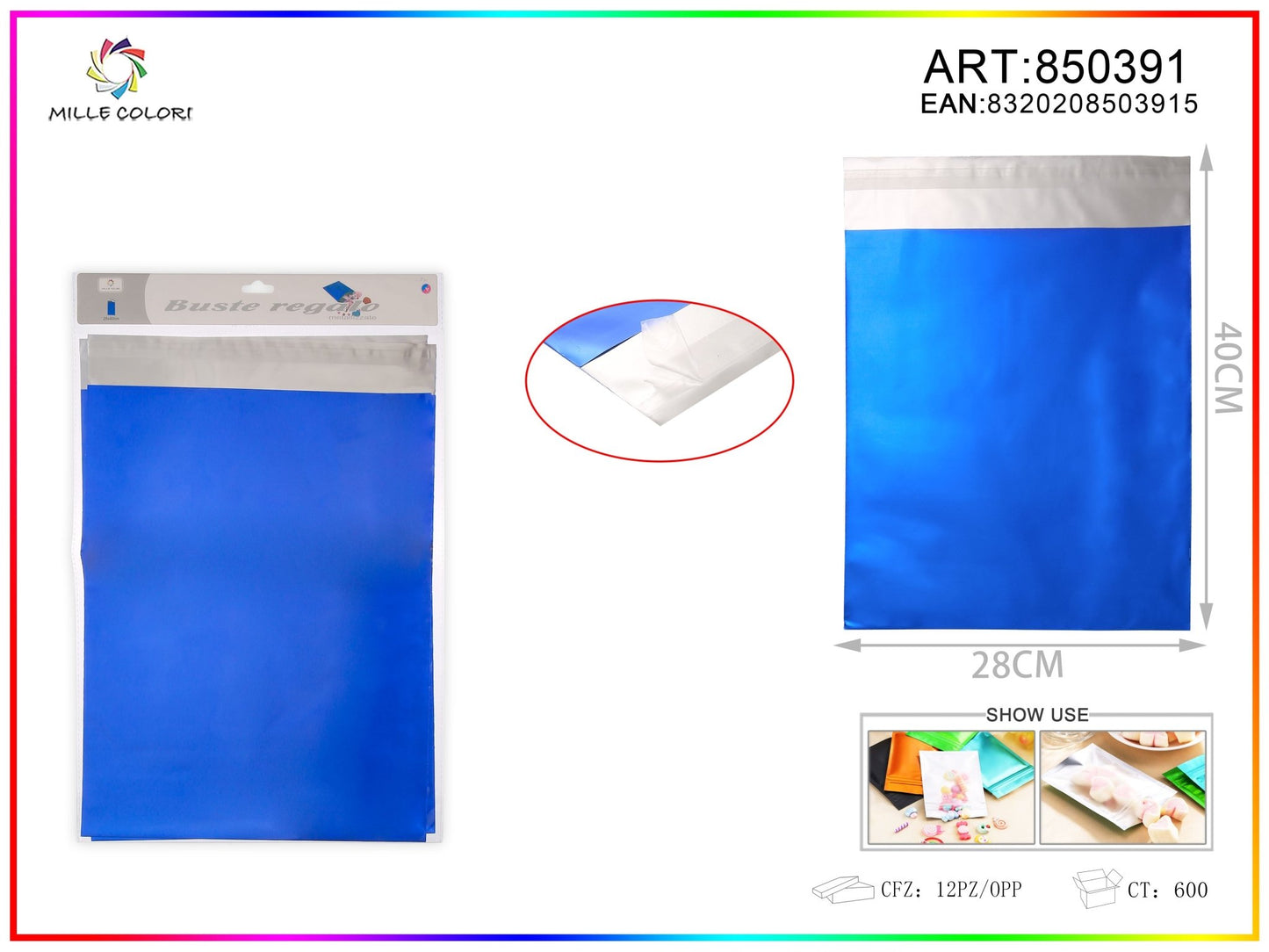 BUSTA REGALO METALLIZZATA LUCIDO BLU - WE MAKE DIY - MILLE COLORI