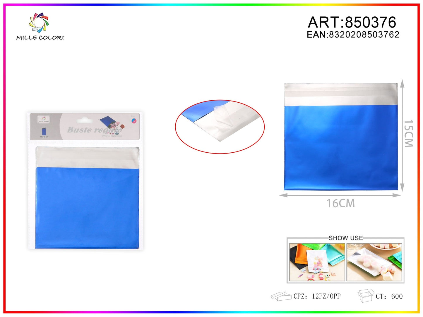BUSTA REGALO METALLIZZATA LUCIDO BLU - WE MAKE DIY - MILLE COLORI
