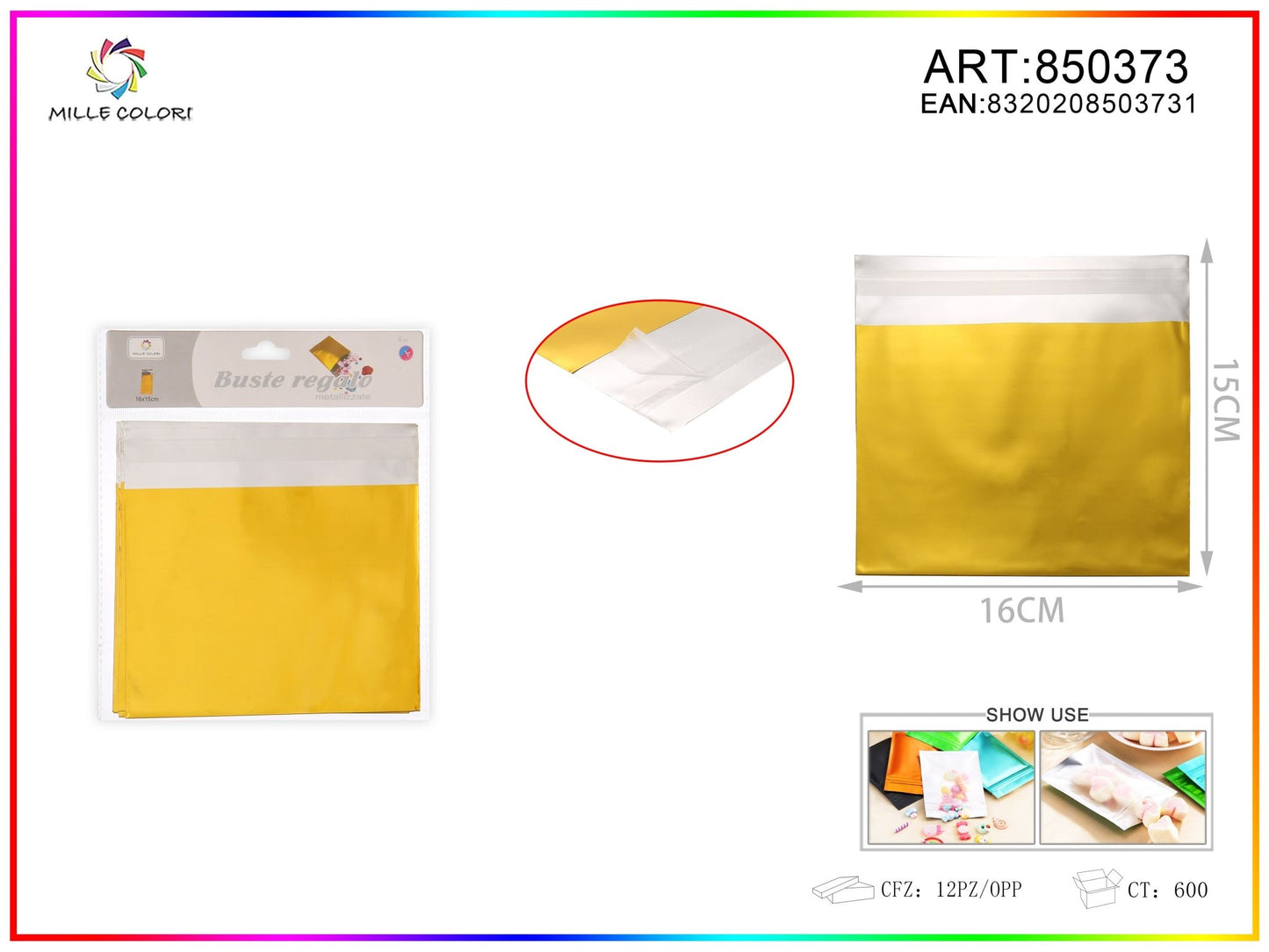 BUSTA REGALO METALLIZZATA LUCIDO ORO - WE MAKE DIY - MILLE COLORI