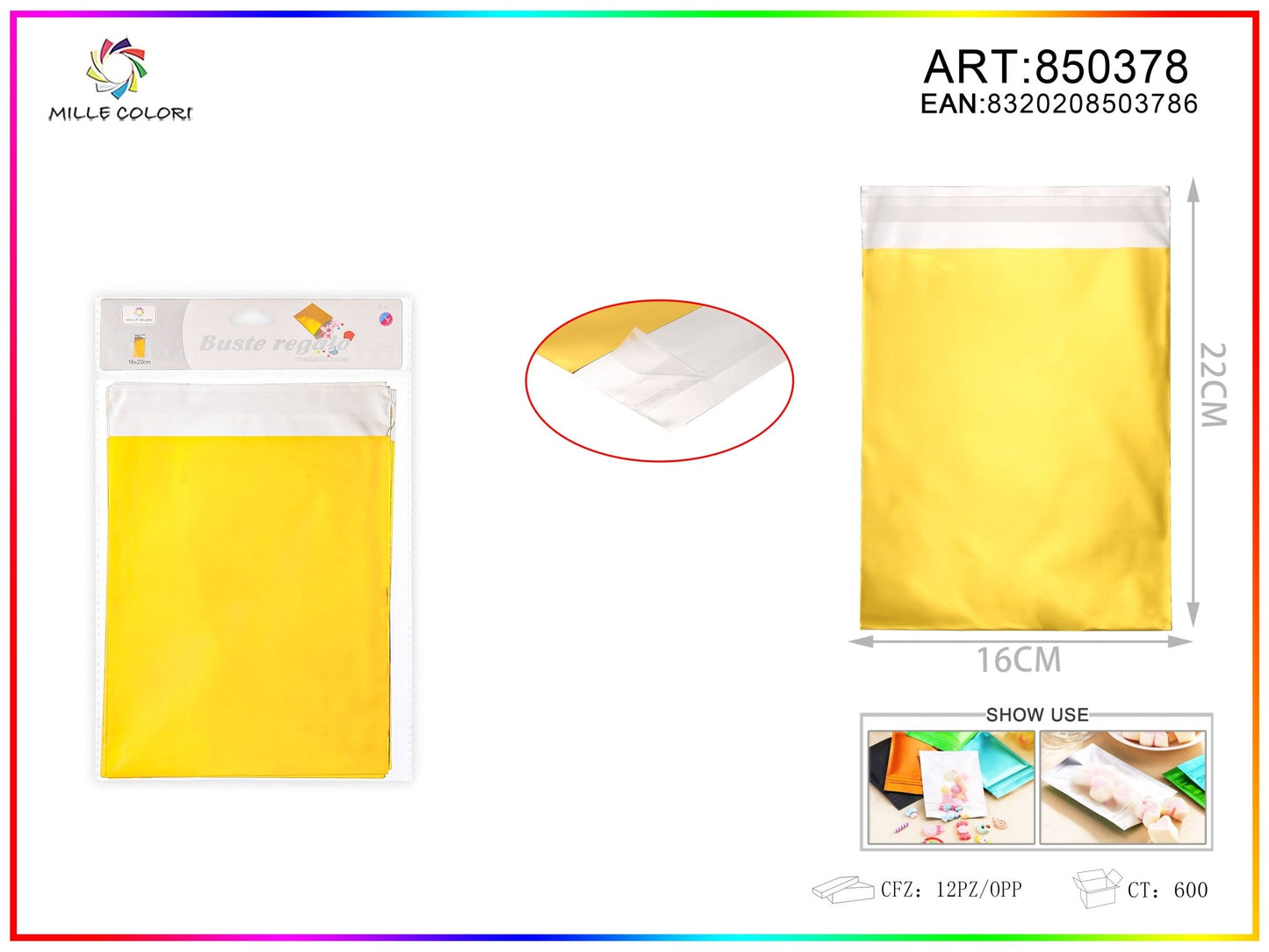 BUSTA REGALO METALLIZZATA LUCIDO ORO - WE MAKE DIY - MILLE COLORI