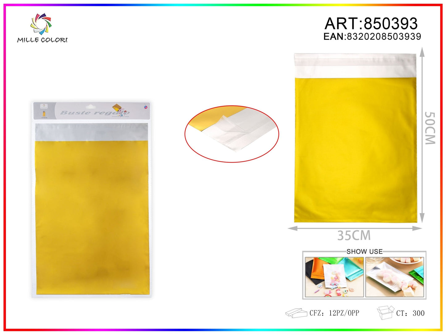 BUSTA REGALO METALLIZZATA LUCIDO ORO - WE MAKE DIY - MILLE COLORI