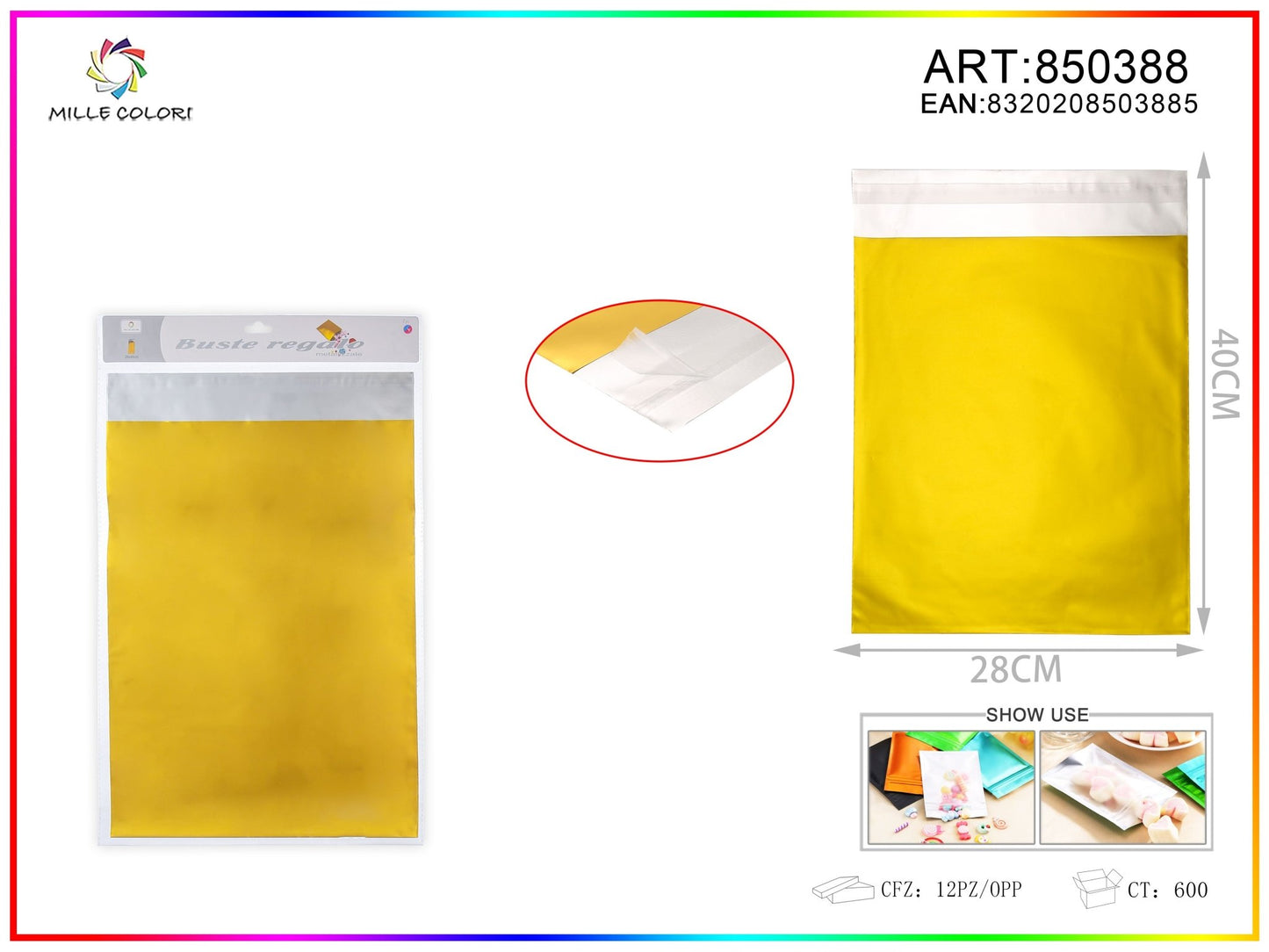 BUSTA REGALO METALLIZZATA LUCIDO ORO - WE MAKE DIY - MILLE COLORI