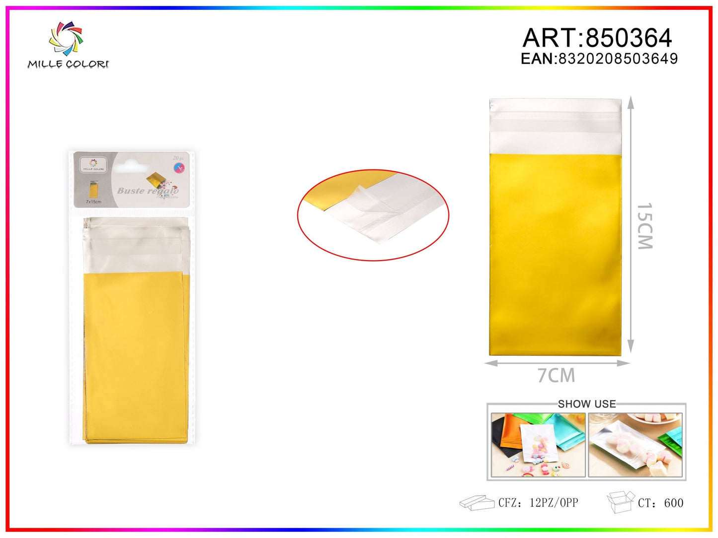 BUSTA REGALO METALLIZZATA LUCIDO ORO - WE MAKE DIY - MILLE COLORI