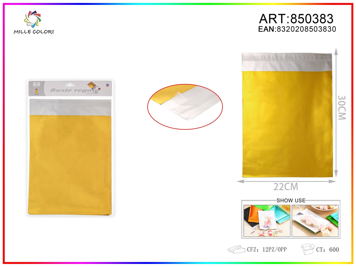 BUSTA REGALO METALLIZZATA LUCIDO ORO - WE MAKE DIY - MILLE COLORI