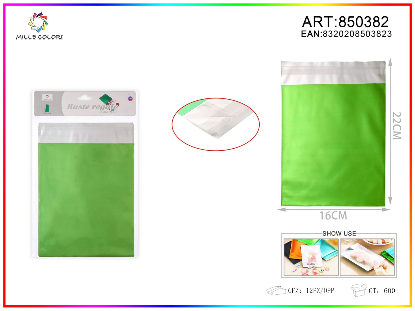 BUSTA REGALO METALLIZZATA LUCIDO VERDE - WE MAKE DIY - MILLE COLORI