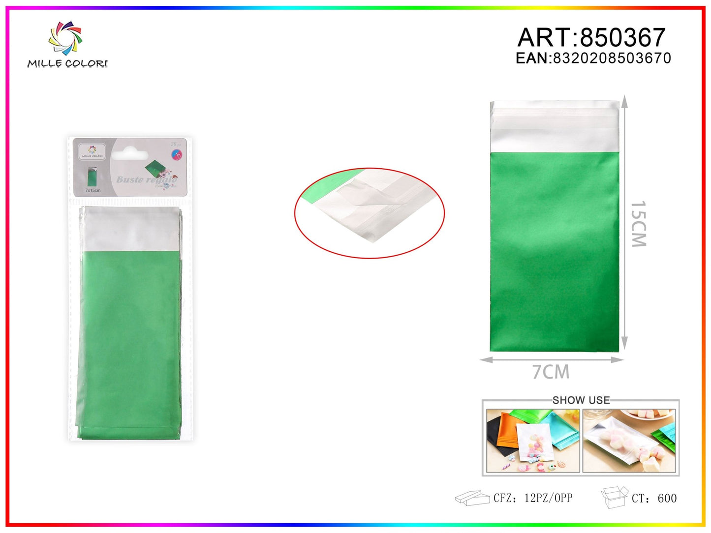 BUSTA REGALO METALLIZZATA LUCIDO VERDE - WE MAKE DIY - MILLE COLORI