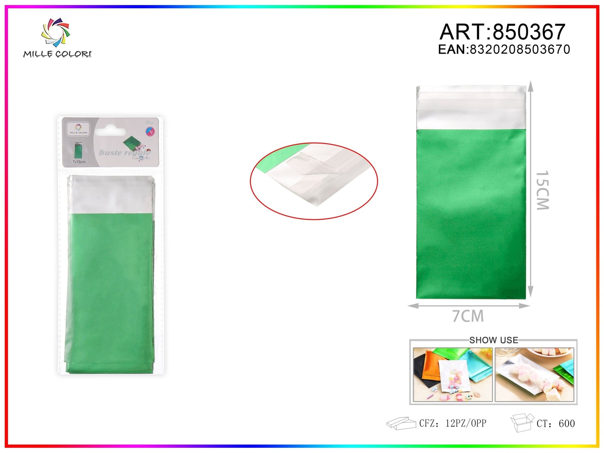 BUSTA REGALO METALLIZZATA LUCIDO VERDE - WE MAKE DIY - MILLE COLORI