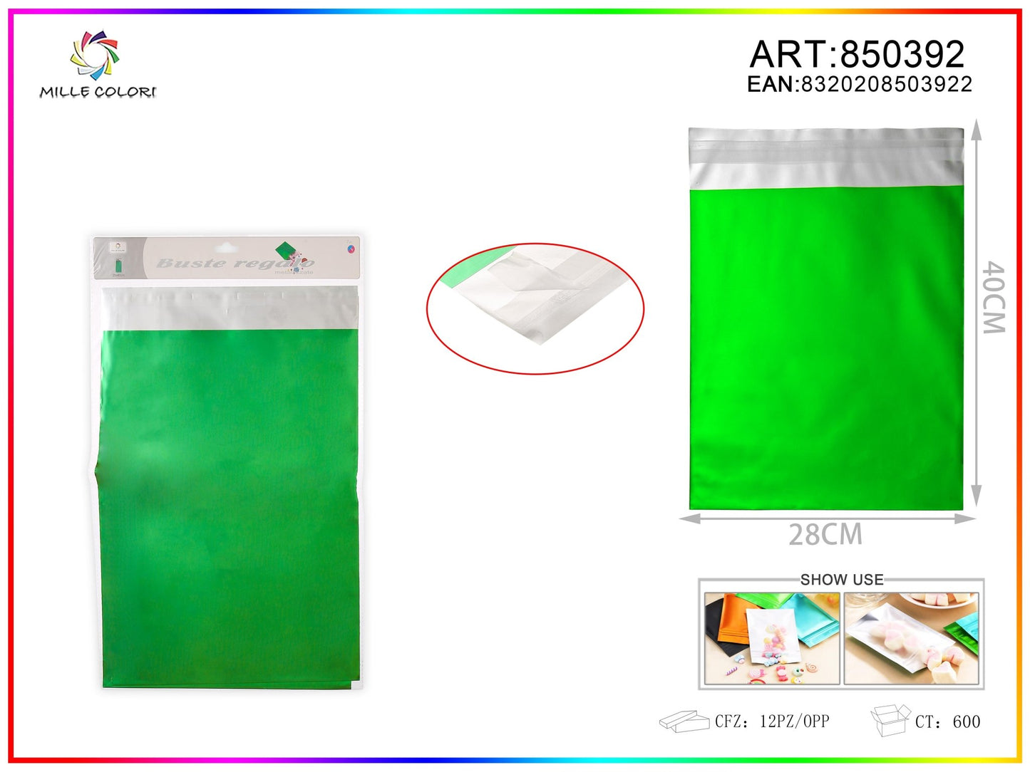 BUSTA REGALO METALLIZZATA LUCIDO VERDE - WE MAKE DIY - MILLE COLORI