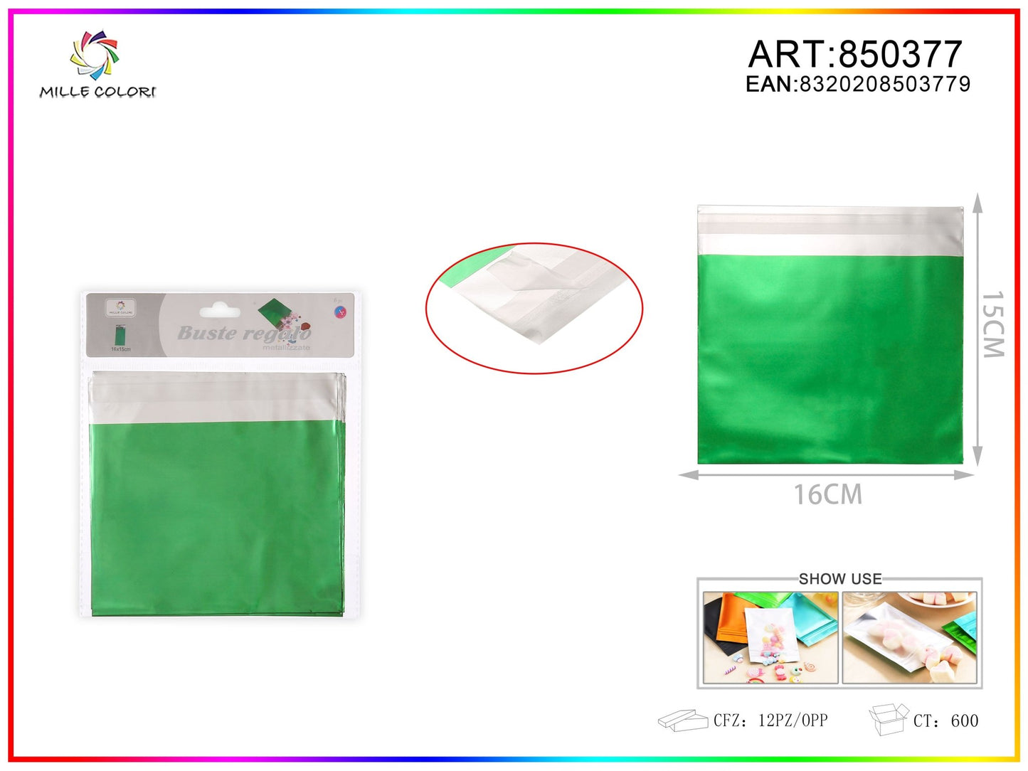 BUSTA REGALO METALLIZZATA LUCIDO VERDE - WE MAKE DIY - MILLE COLORI