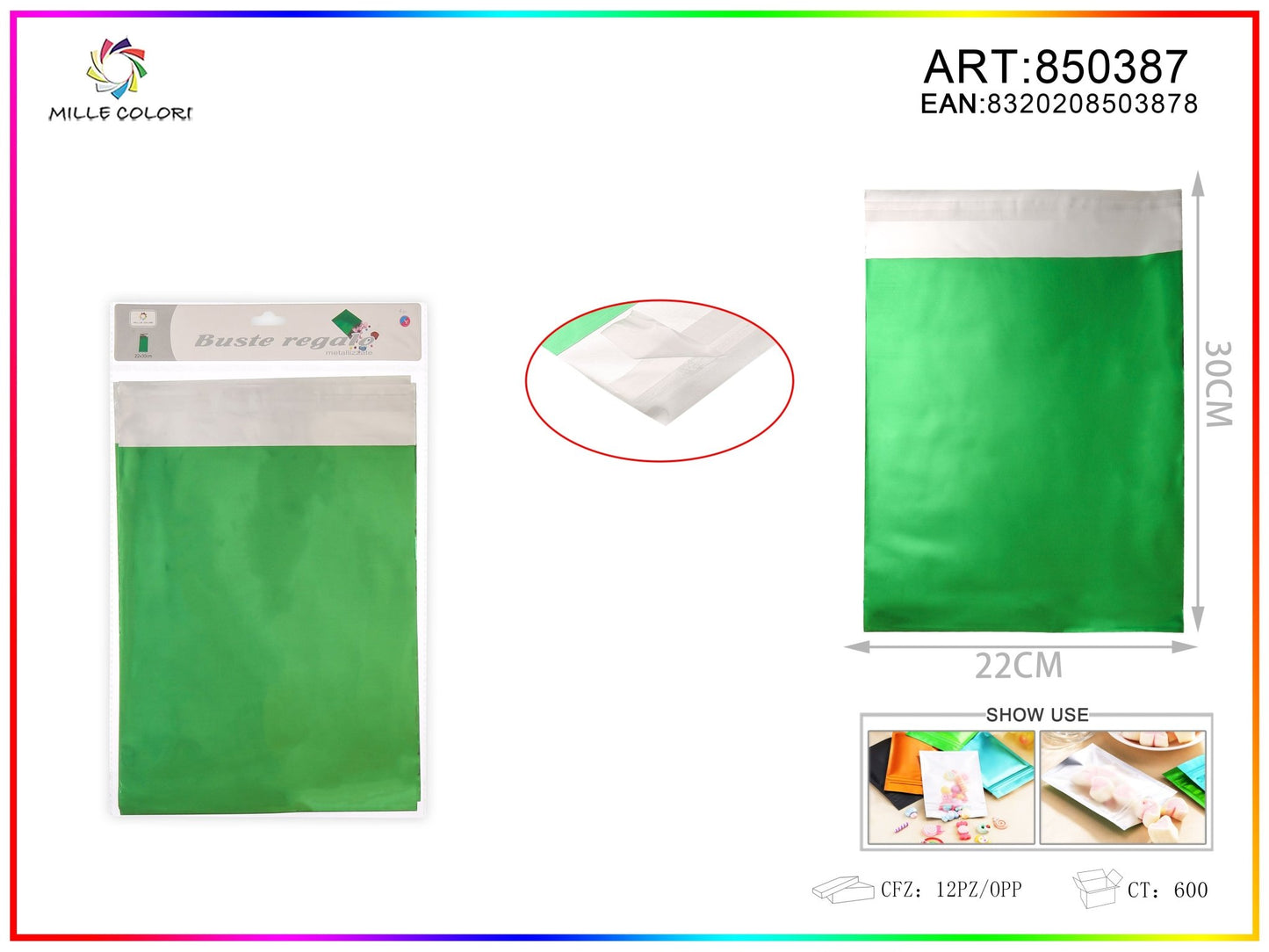 BUSTA REGALO METALLIZZATA LUCIDO VERDE - WE MAKE DIY - MILLE COLORI