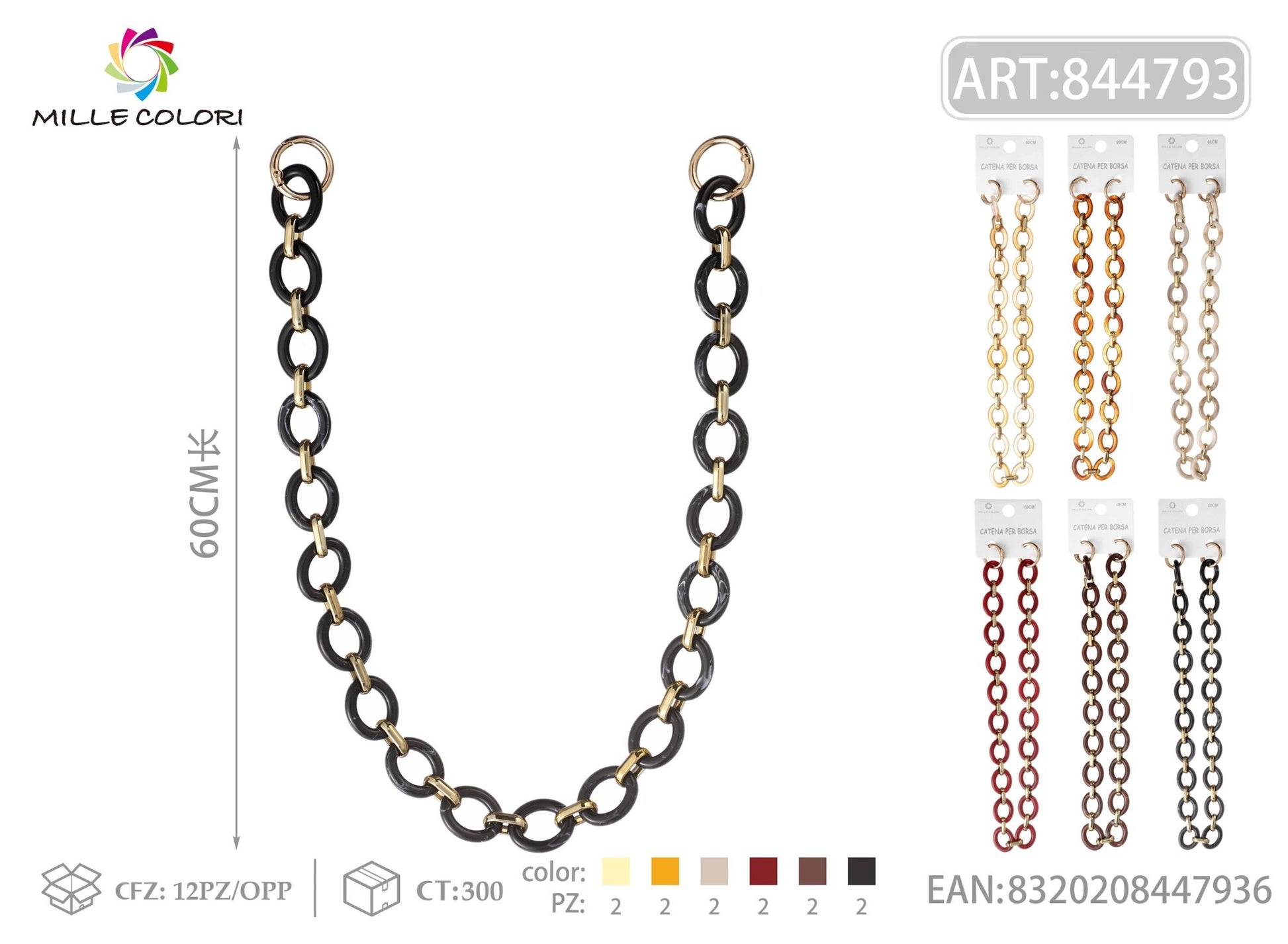 Catena per Borsa Catena Rotonda Resina - 60CM - WE MAKE DIY - MILLE COLORI