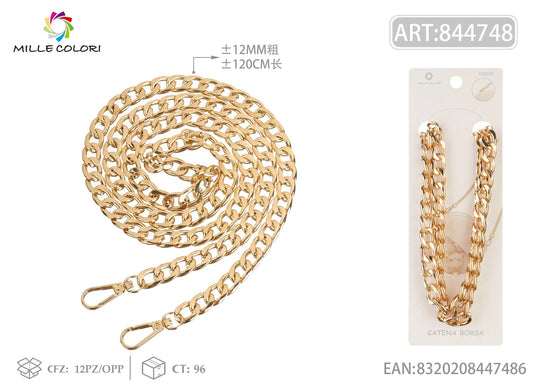 Catena per Borsa in Metallo Dorato Tracolla Oversize con Moschetton oro- 120cm/12mm - WE MAKE DIY - MILLE COLORI