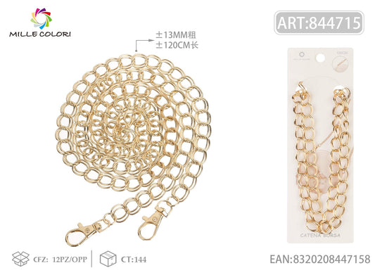 Catena per borsa in metallo dorato XXL 120CM 13MM oro con moschettoni Mille Colori