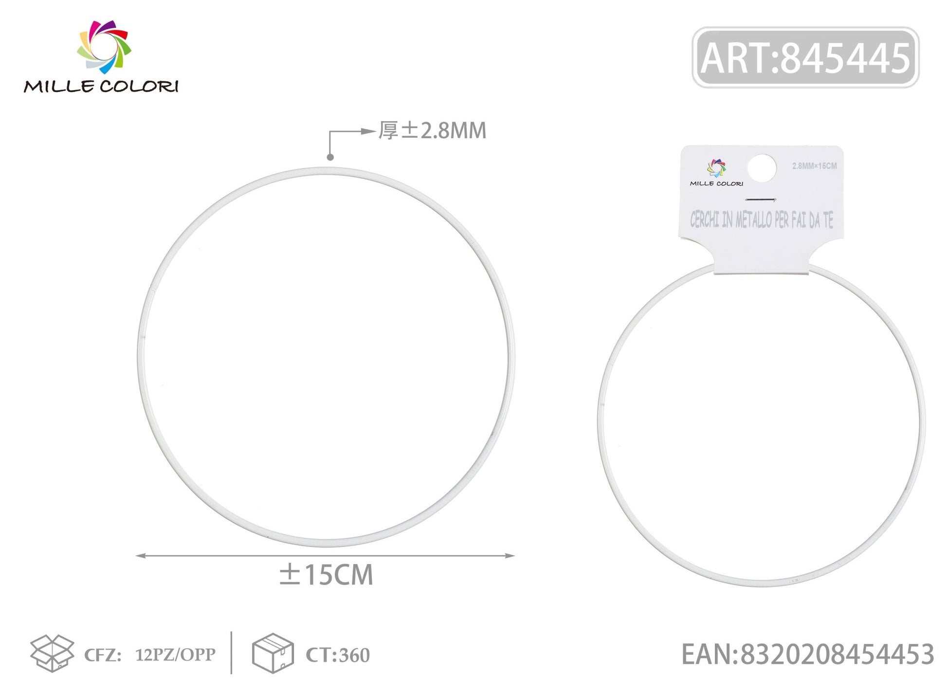 Cerchi in metallo per borse 2.8mm*15cm bianco 2pz - WE MAKE DIY - MILLE COLORI