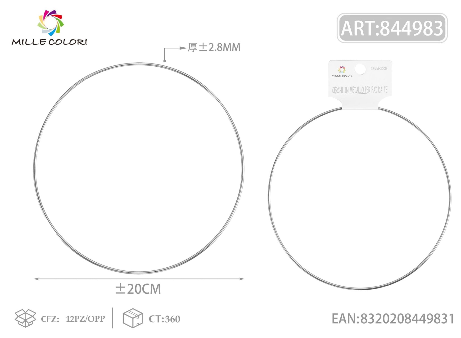 Cerchi in metallo per borse 2.8mm*20cm argento 2pz - WE MAKE DIY - MILLE COLORI