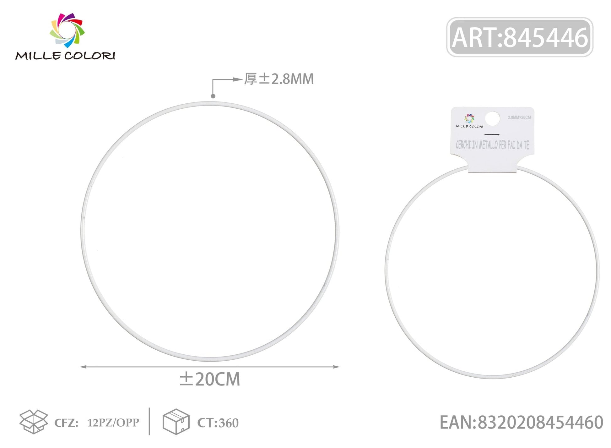Cerchi in metallo per borse 2.8mm*20cm bianco 2pz - WE MAKE DIY - MILLE COLORI