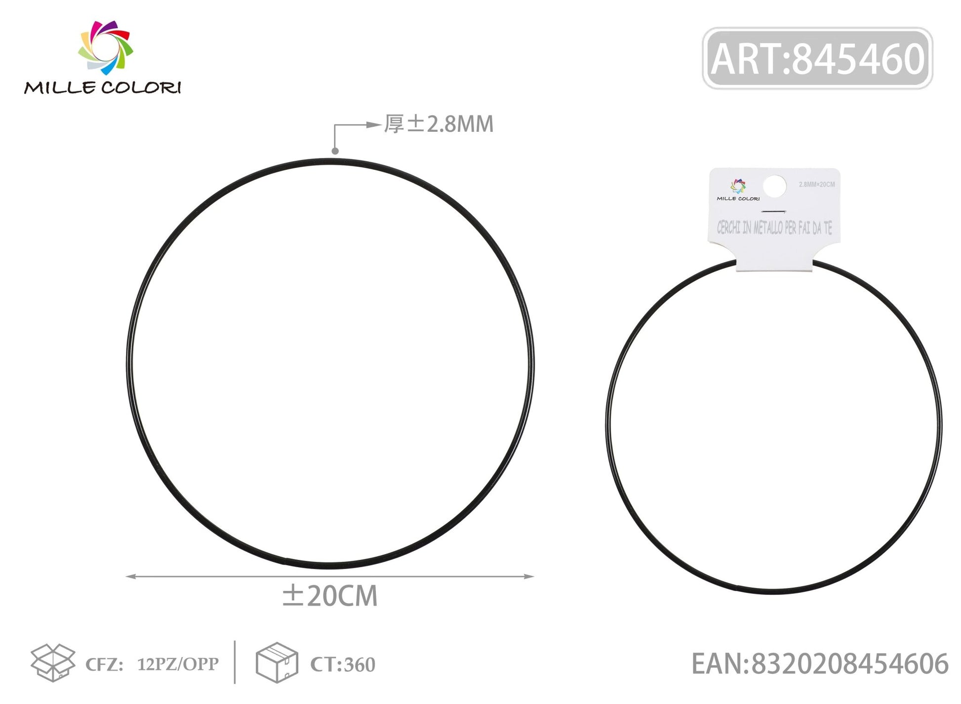 Cerchi in metallo per borse 2.8mm*20cm nero 2pz - WE MAKE DIY - MILLE COLORI
