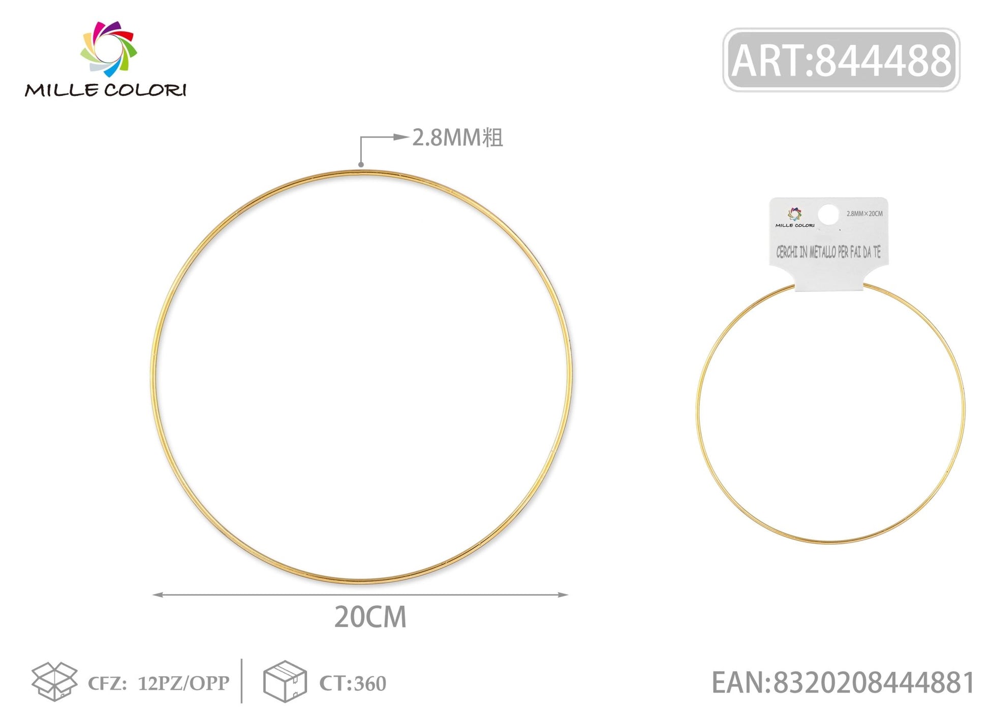 Cerchi in metallo per borse 2.8mm*20cm oro 2pz - WE MAKE DIY - MILLE COLORI