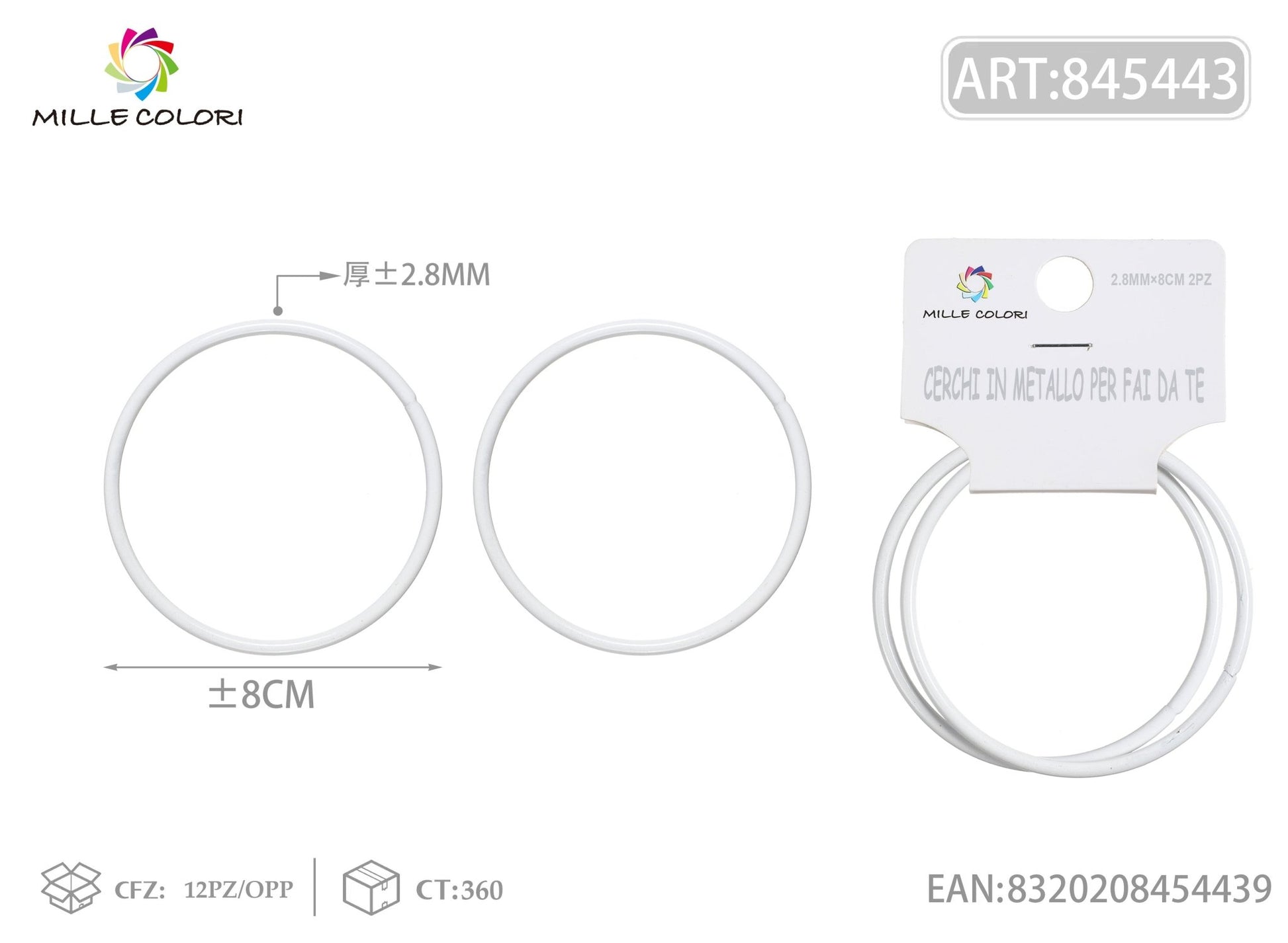 Cerchi in metallo per borse 2.8mm*8cm 2pz bianco 2pz - WE MAKE DIY - MILLE COLORI