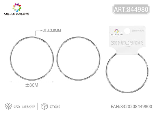Cerchi in metallo per borse 2.8mm*8cm argento 2pz - WE MAKE DIY - MILLE COLORI