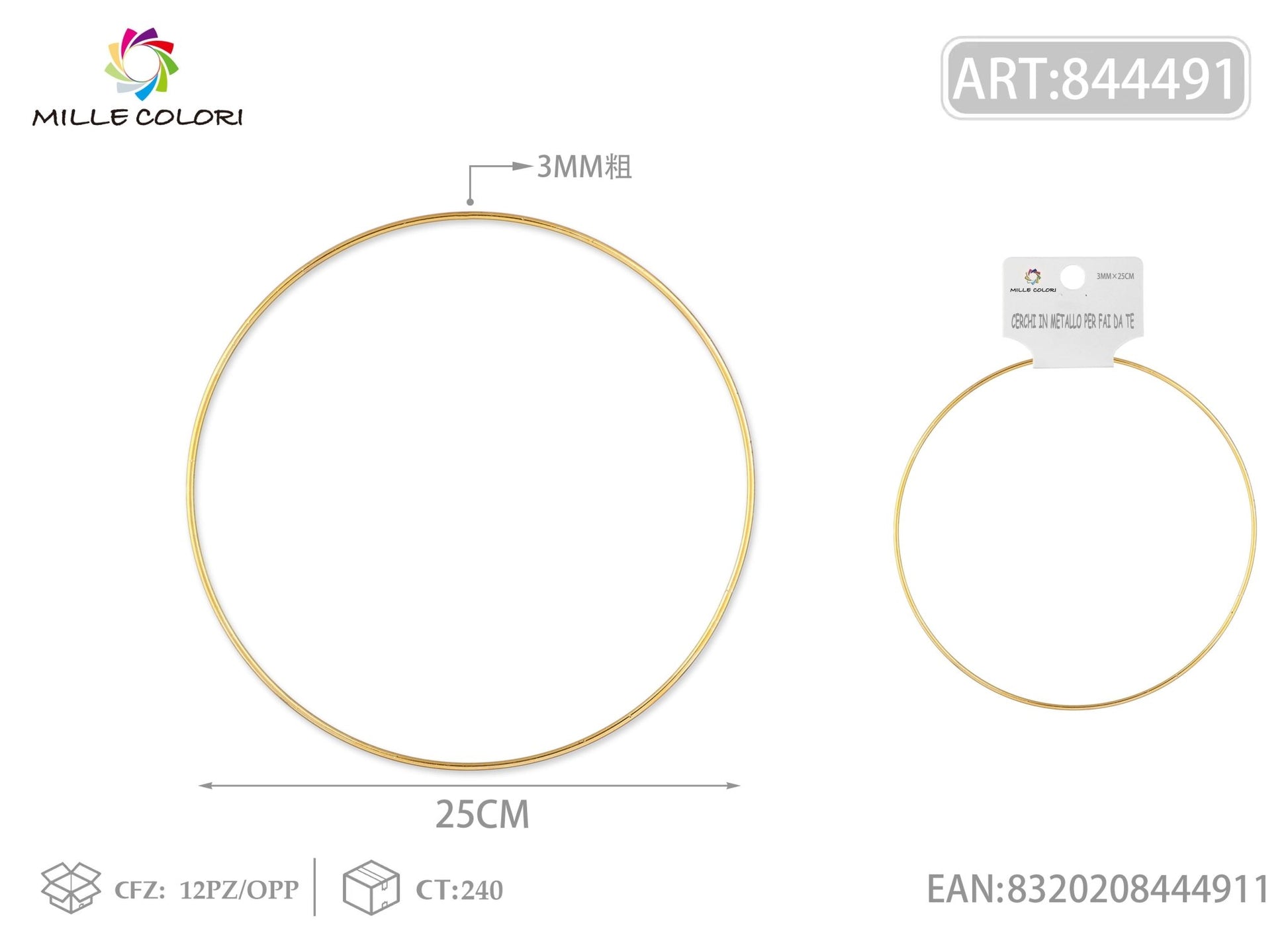 Cerchi in metallo per borse 3.0mm*25cm oro 2pz - WE MAKE DIY - MILLE COLORI