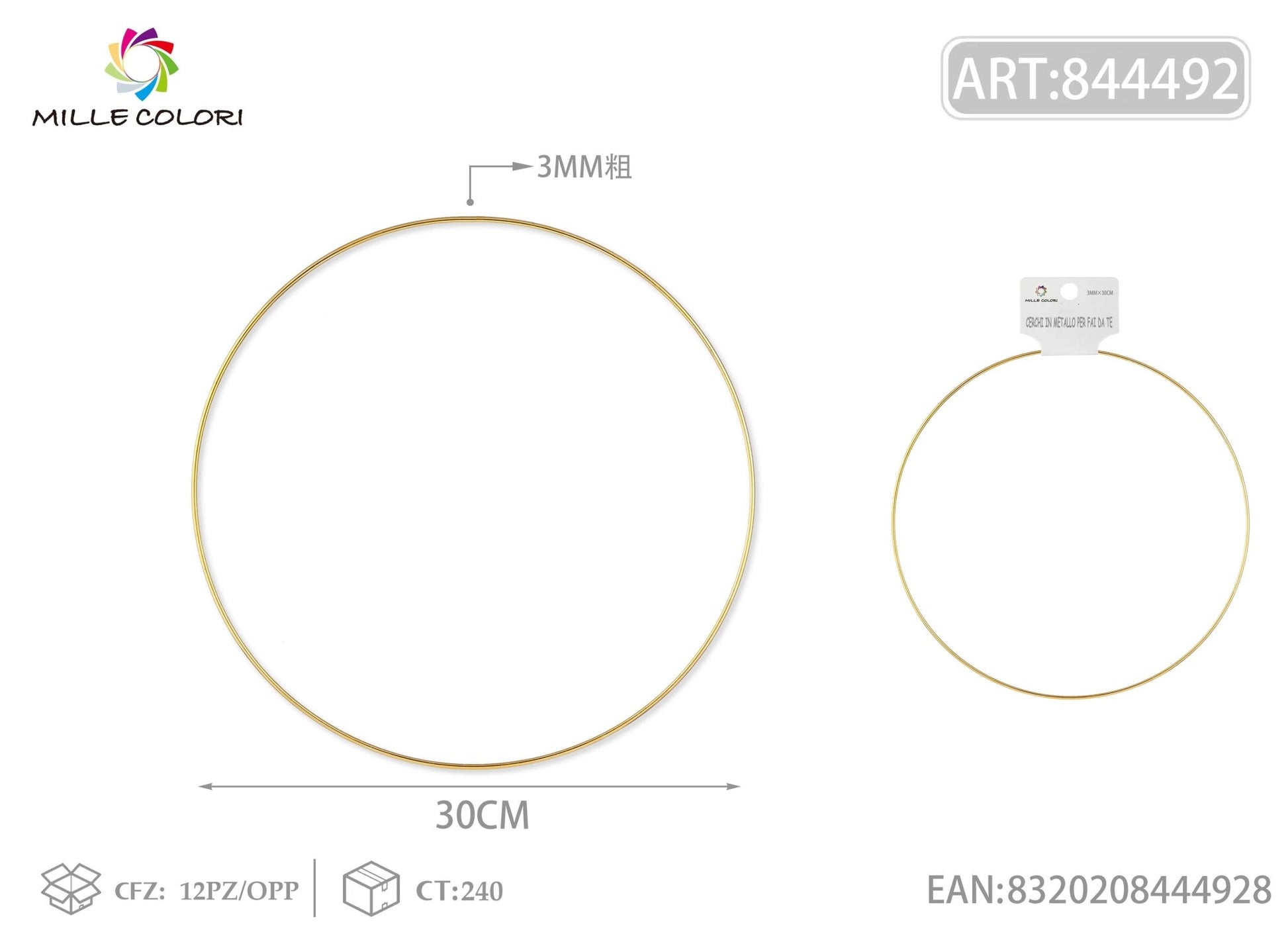Cerchi in metallo per borse 3.0mm*30cm oro 2pz - WE MAKE DIY - MILLE COLORI
