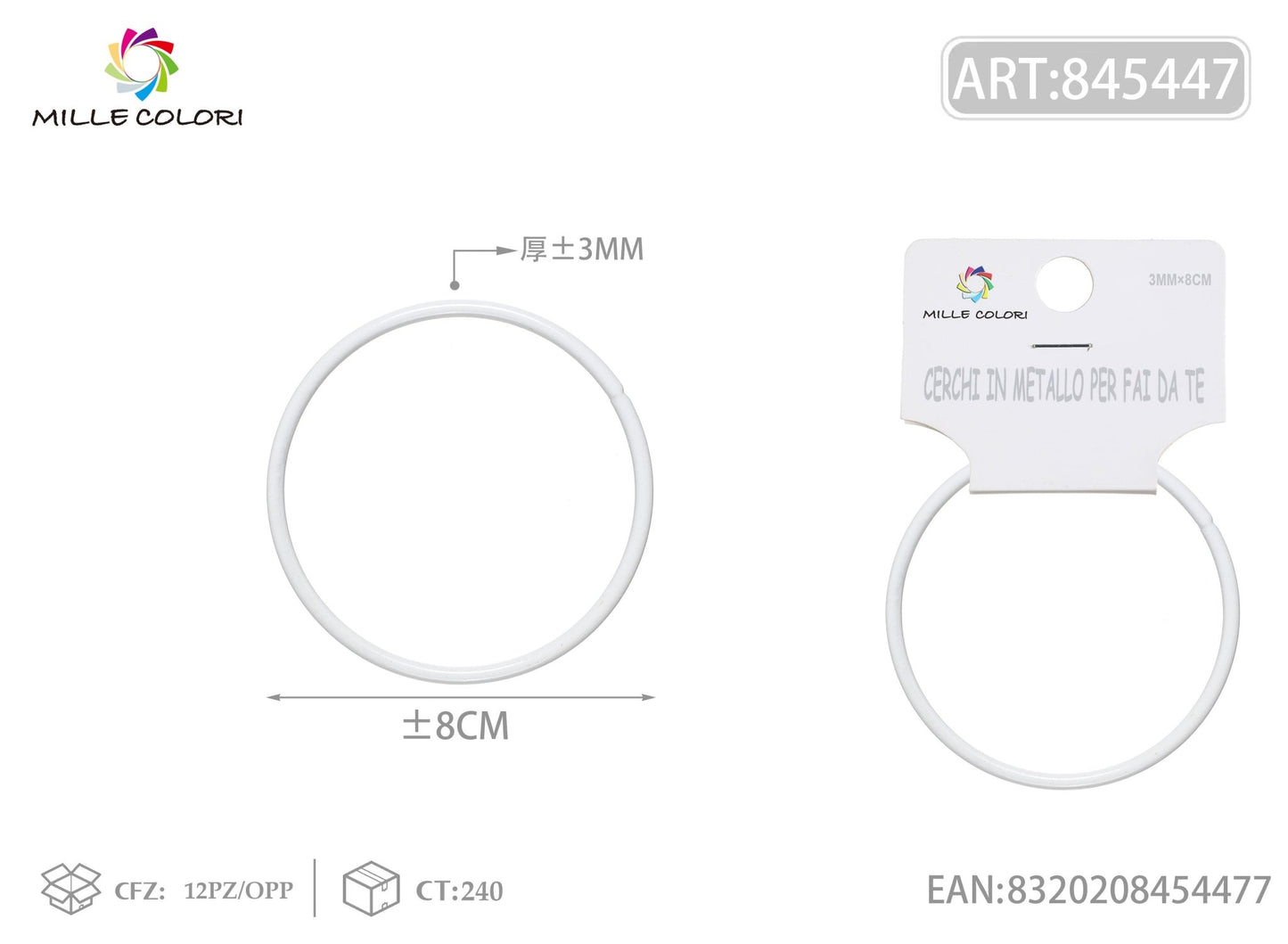 Cerchi in metallo per borse 3.0mm*8cm bianco 2pz - WE MAKE DIY - MILLE COLORI